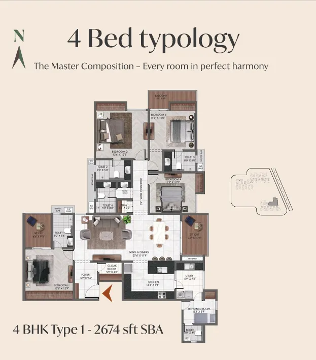 Courtyard by Vedant Suraksha 4 BHK Floor Plan